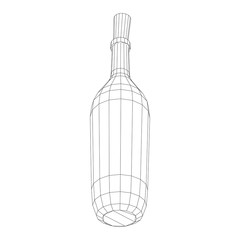 Wine bottle. Model wireframe low poly mesh vector illustration