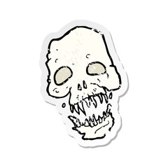 retro distressed sticker of a cartoon scary skull