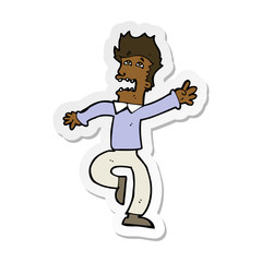 sticker of a cartoon man panicking