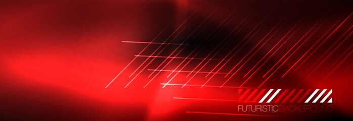 Neon glowing techno lines, hi-tech futuristic abstract background template with lines