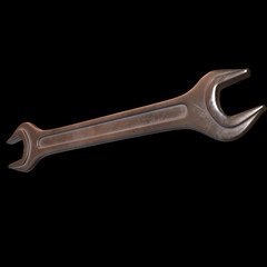 Wrench. Spanner repair tool. Mechanic or engineer instruments. Support service 3d render illustration on black background.