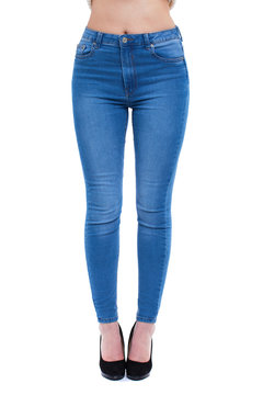 Female body part denim jeans
