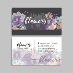 set of front and back of business card with flowers
