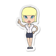 sticker of a cartoon pretty girl with idea