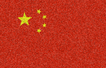 Illustration of a Chinese flag with a blossom pattern