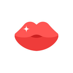 Sexy red lips isolated on transparent background.