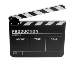 movie clapper board isolated on white