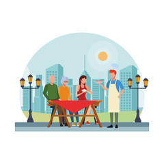 faceless people barbecue table