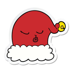 sticker of a cartoon christmas santa hat