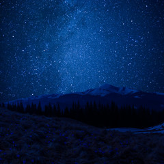 Mountains and majestic stars sky