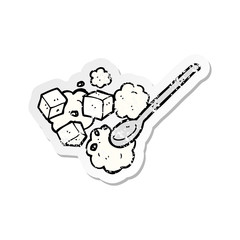 retro distressed sticker of a cartoon sugar lump