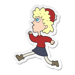 sticker of a cartoon running woman