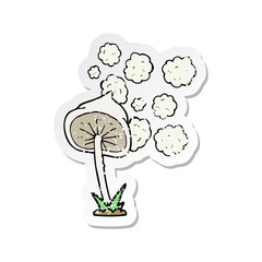 retro distressed sticker of a cartoon mushroom