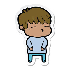 sticker of a cartoon curious boy