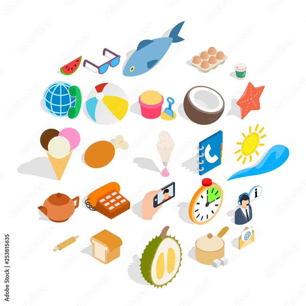 Poster tea time icons set. isometric set of 25 tea time vector icons for web isolated on white background
