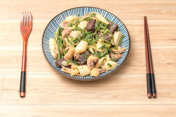 Taiwanese Food, called salty chicken, which is a kind of traditional food that meat or fowl stewed with salty and strained before serving.