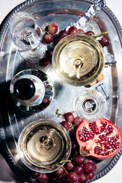 Celebration Tray with Champagne and Pomegranate