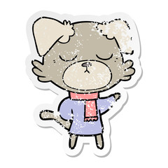 distressed sticker of a cute cartoon dog