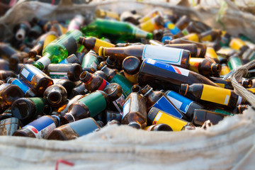 Different glass bottles for recycle