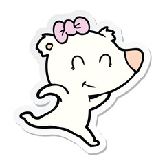 sticker of a female polar bear running