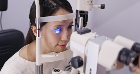 Woman check on eye