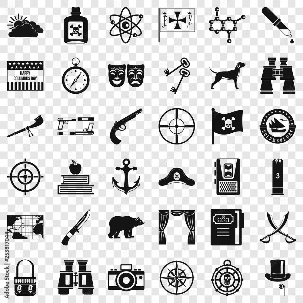 Poster camping icons set. simple style of 36 camping vector icons for web for any design