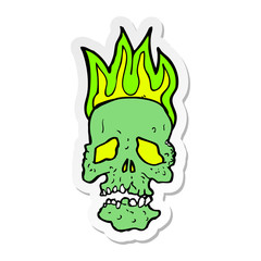 sticker of a cartoon skull