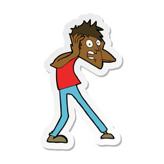 sticker of a cartoon man panicking