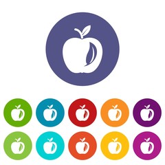 Leaf apple icons color set vector for any web design on white background