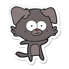 sticker of a nervous dog cartoon