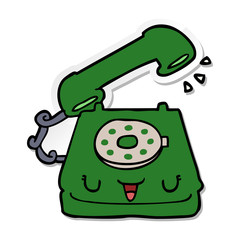 distressed sticker of a cute cartoon telephone