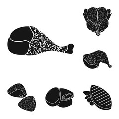 Vector design of restaurant and agriculture    logo. Collection of restaurant and raw stock vector illustration.