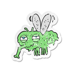 retro distressed sticker of a cartoon fly