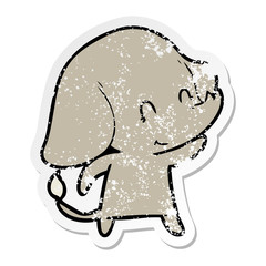 distressed sticker of a cute cartoon elephant
