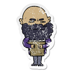 Obraz na płótnie Canvas distressed sticker of a cartoon man with beard frowning
