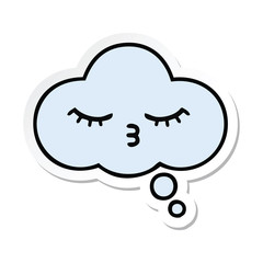 sticker of a cute cartoon thought bubble