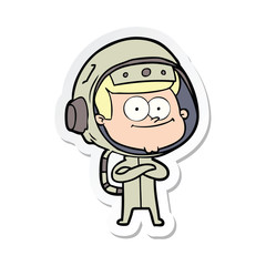 sticker of a happy astronaut cartoon