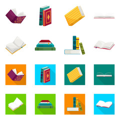 Vector illustration of training and cover icon. Collection of training and bookstore  stock symbol for web.