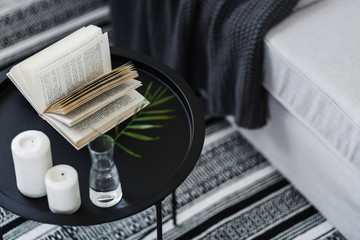 Open book lying on table