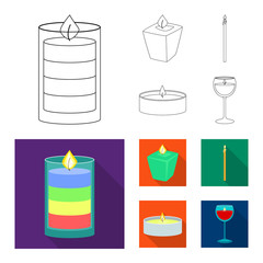 Isolated object of relaxation and flame symbol. Set of relaxation and wax stock vector illustration.