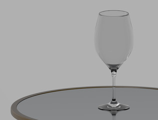 Wine glass on the table. 3d Rendering