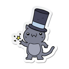 sticker of a cartoon cat wearing top hat