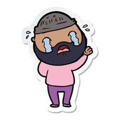 Obraz premium sticker of a cartoon bearded man crying