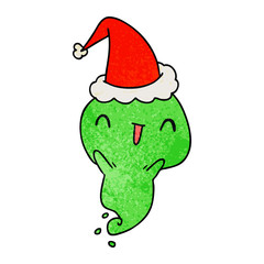 christmas textured cartoon of kawaii ghost