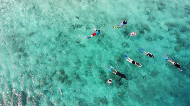 Snorkelers explore reef in Seychelles