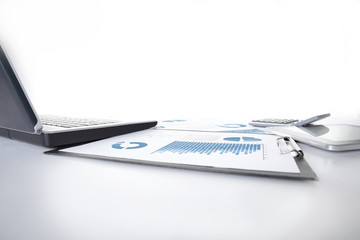 business background. financial data on the desktop