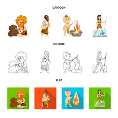 Isolated object of evolution  and prehistory symbol. Set of evolution  and development  stock vector illustration.