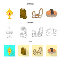 Vector illustration of equipment and riding sign. Set of equipment and competition stock symbol for web.