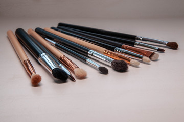 a set of professional makeup brushes
