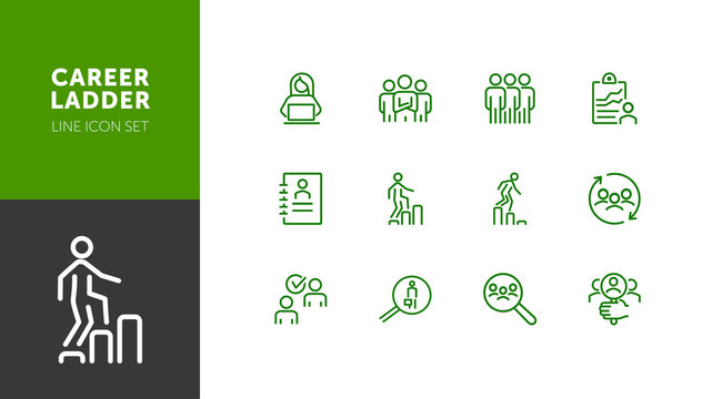 Career Ladder Line Icon Set